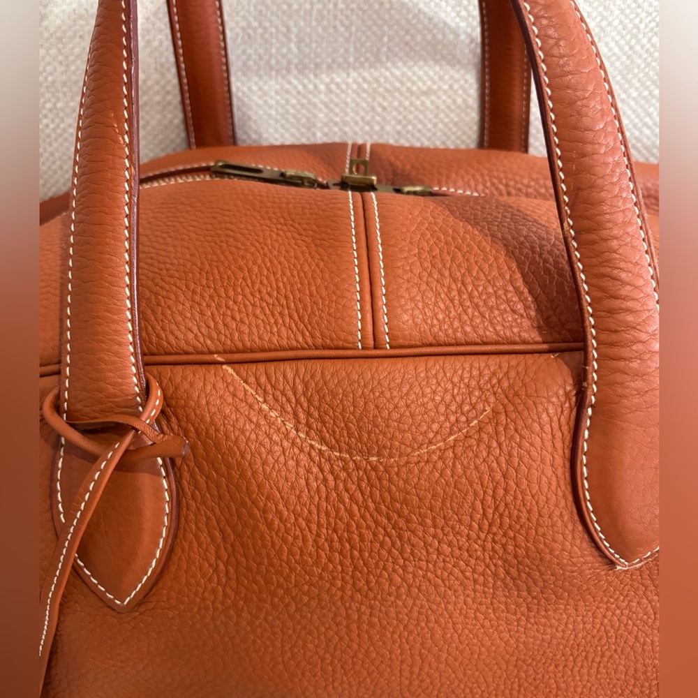 Authentic HERMES Victoria 43 clemence gold brown leather duffle bag unisex - Picture 5 of 16